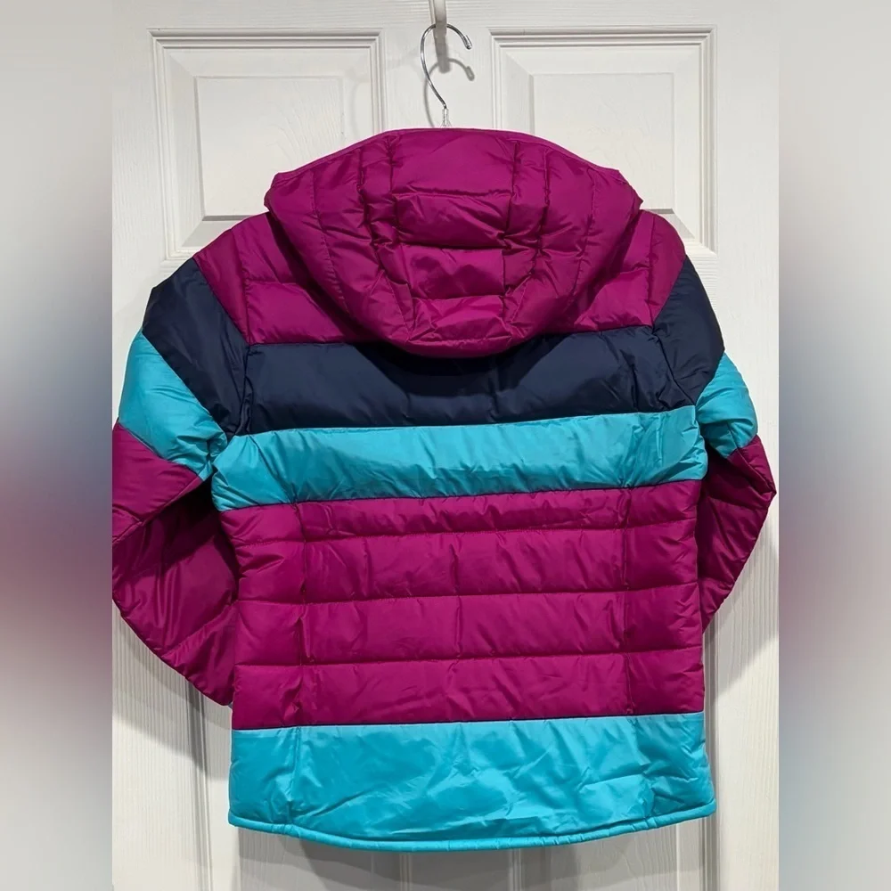 Columbia Girl's Large Tumble Rock Down Hooded Jacket NWT Pink Blue Puffer Ski